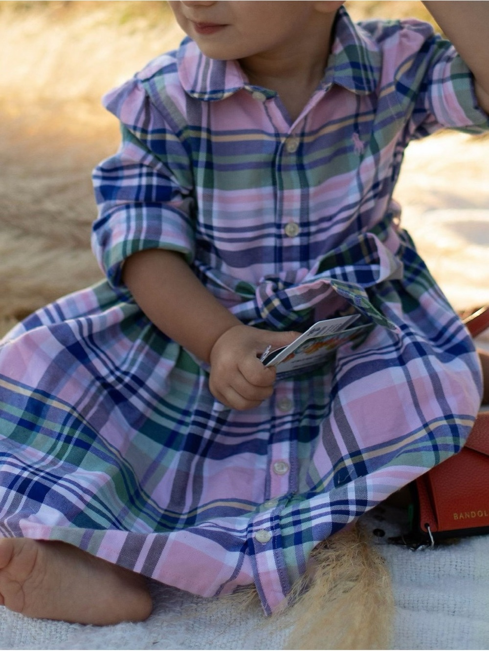 Polo Ralph Lauren Plaid Cotton Oxford Shirtdress & Bloomer Set – 12M